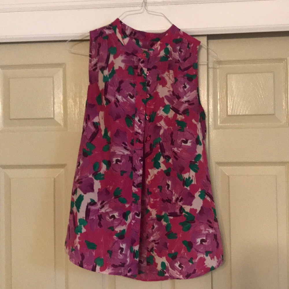 Floral button down JCrew tank